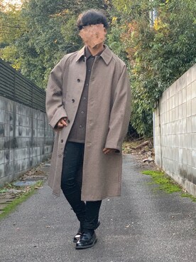 「ガンクラブチェック」｜「アイテム（その他アウター）」を使った、ろばみみさん（メンズ・166cm）の秋コーディネート