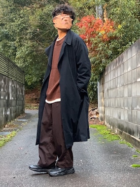 「INTER FACTORY（インターファクトリー）のWEARISTA tai × INTER FACTORY　パーツレスオーバーサイズトレンチコート（トレンチコート）」を使った、ろばみみさん（メンズ・166cm）の冬コーディネート