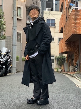 「INTER FACTORY（インターファクトリー）のWEARISTA Suzu × INTER FACTORY　ヨーク付きステッチパーカー（パーカー）」を使った、ろばみみさん（メンズ・166cm）の冬コーディネート
