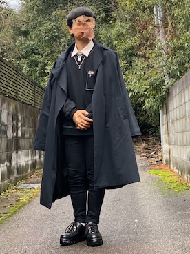 「新年一発目」｜「アイテム（トレンチコート）」を使った、ろばみみさん（メンズ・166cm）の冬コーディネート