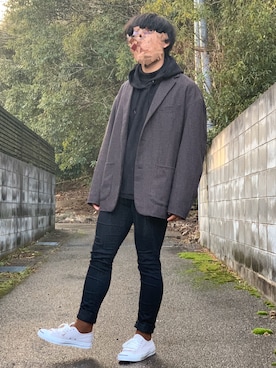 「UNIQLO（ユニクロ）の50色ソックス（消臭機能付き）（ソックス/靴下）」を使った、ろばみみさん（メンズ・166cm）の冬コーディネート