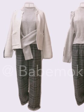 「ハイイロ×シロ」｜Babemokona さん（レディース・157cm）の春コーディネート