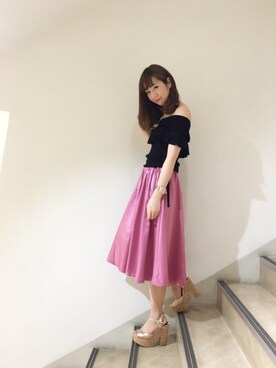 Haruka  Nakaniwaさんの「カラータックギャザースカート」を使ったコーディネート