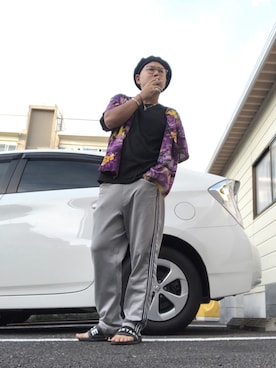 「仕事着」｜「アイテム（ハンチング/ベレー帽）」を使った、pochiさん（メンズ・169cm）の秋コーディネート