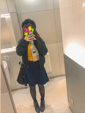 「GRL（グレイル）のアイテム（MA-1）」を使った、わたるさん（レディース・157cm）の冬コーディネート