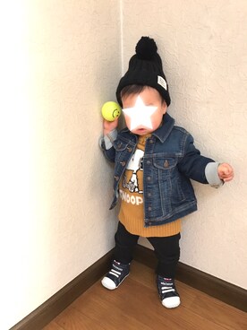「1歳3ヶ月」｜「アイテム（デニムジャケット）」を使った、yuuuuuさん（キッズ・80cm）の春コーディネート