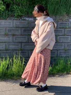 「RAY CASSIN（レイカズン）のアイテム（マウンテンパーカー）」を使った、furuさん（レディース・160cm）の春コーディネート