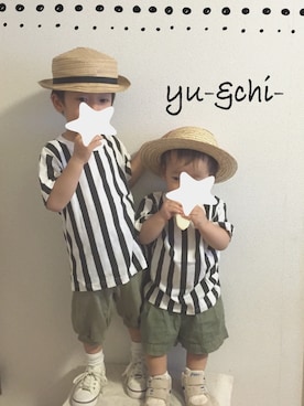 「カーキパンツ」｜Yu- & Chi-さん（キッズ・100cm）の夏コーディネート