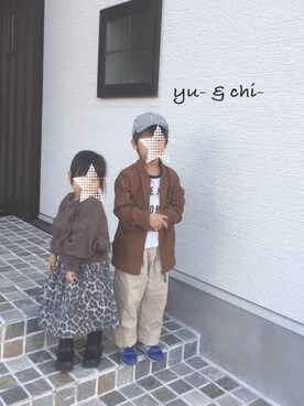 Yu- & Chi-さんの「【キッズ】ギャザーフレアスカート(柄)/800731」を使ったコーディネート