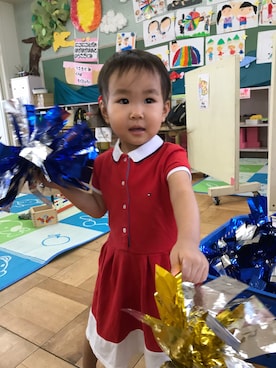 「TOMMY HILFIGER（トミーヒルフィガー）のアイテム（ワンピース/ドレス）」を使った、かなやんさん（キッズ・80cm）の春コーディネート