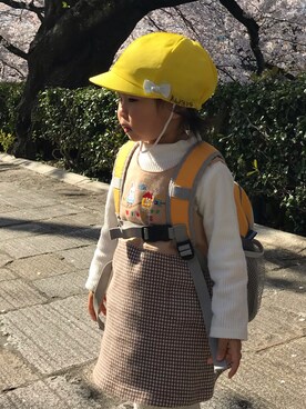 「MIKI HOUSE（ミキハウス）のアイテム（ワンピース/ドレス）」を使った、かなやんさん（キッズ・80cm）の春コーディネート