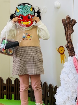 「MIKI HOUSE（ミキハウス）のアイテム（ワンピース/ドレス）」を使った、かなやんさん（キッズ・90cm）の冬コーディネート