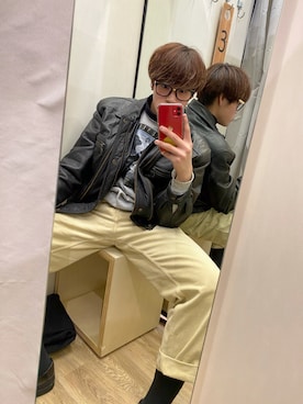 「古着好きな人と繋がりたい」｜「アイテム（ライダースジャケット）」を使った、koukiさん（メンズ・178cm）の春コーディネート