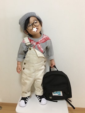 「Lee（リー）のアイテム（バックパック/リュック）」を使った、Yuzu𓈒𓏸𓐍さん（キッズ・80cm）の春コーディネート