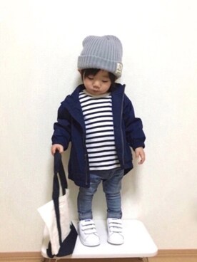 「GAP（ギャップ）のアイテム（ブルゾン）」を使った、Yuzu𓈒𓏸𓐍さん（キッズ・80cm）の春コーディネート