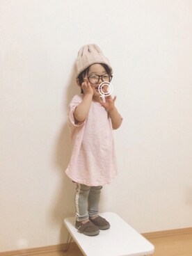 「TOMS（トムス）のアイテム（シューズ）」を使った、Yuzu𓈒𓏸𓐍さん（キッズ・80cm）の春コーディネート