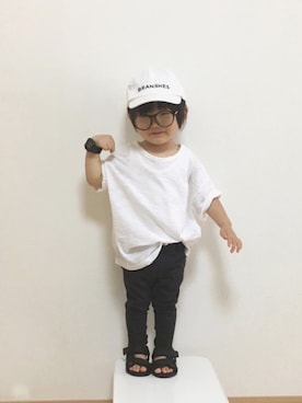 「DAISO（DAISO）のアイテム（腕時計）」を使った、Yuzu𓈒𓏸𓐍さん（キッズ・80cm）の夏コーディネート