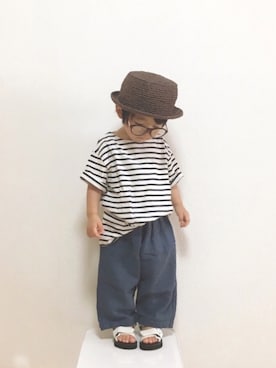 「オーバーサイズ」｜「アイテム（ラッシュガード）」を使った、Yuzu𓈒𓏸𓐍さん（キッズ・80cm）の夏コーディネート