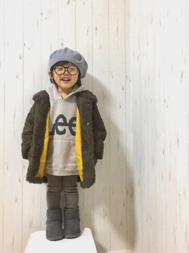 「Lee（リー）のアイテム（ブルゾン）」を使った、Yuzu𓈒𓏸𓐍さん（キッズ・90cm）の冬コーディネート