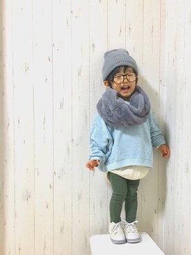 「ワッフル」｜「アイテム（ラッピングキット）」を使った、Yuzu𓈒𓏸𓐍さん（キッズ・90cm）の冬コーディネート