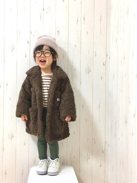 「Lee（リー）のアイテム（ブルゾン）」を使った、Yuzu𓈒𓏸𓐍さん（キッズ・90cm）の冬コーディネート