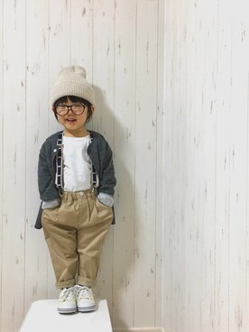 「アイテム（サスペンダー）」を使った、Yuzu𓈒𓏸𓐍さん（キッズ・90cm）の春コーディネート