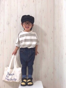 「エコバッグ」｜「アイテム（キャスケット）」を使った、Yuzu𓈒𓏸𓐍さん（キッズ・90cm）の夏コーディネート