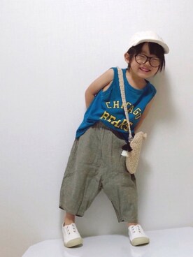 「サークルバッグ」｜「アイテム（スリッポン）」を使った、Yuzu𓈒𓏸𓐍さん（キッズ・90cm）の夏コーディネート