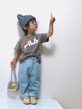 「アイテム（財布/小物、グレー系）」を使った、Yuzu𓈒𓏸𓐍さん（キッズ・90cm）の夏コーディネート