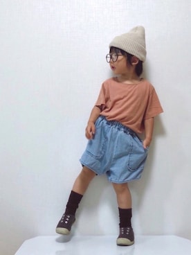 「ソックス」｜「アイテム（スリッポン）」を使った、Yuzu𓈒𓏸𓐍さん（キッズ・90cm）の秋コーディネート