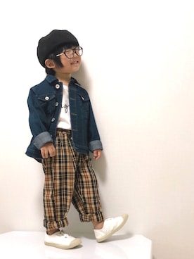 「秋のブラウンスタイル」｜「アイテム（スリッポン）」を使った、Yuzu𓈒𓏸𓐍さん（キッズ・90cm）の秋コーディネート