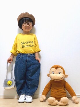 「アイテム（財布/小物、グレー系）」を使った、Yuzu𓈒𓏸𓐍さん（キッズ・90cm）の秋コーディネート