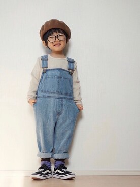 「ソックス」｜「アイテム（オールインワン・サロペット）」を使った、Yuzu𓈒𓏸𓐍さん（キッズ・90cm）の秋コーディネート