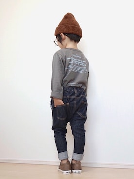 「バックロゴ」｜「アイテム（ニットキャップ/ビーニー）」を使った、Yuzu𓈒𓏸𓐍さん（キッズ・100cm）の秋コーディネート