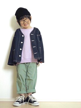 「ミントグリーン」｜「アイテム（ジャケット/アウター）」を使った、Yuzu𓈒𓏸𓐍さん（キッズ・100cm）の春コーディネート