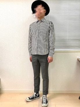 「ロックコーデ」｜「アイテム（スラックス）」を使った、Cn.T.さん（メンズ・170cm）の春コーディネート