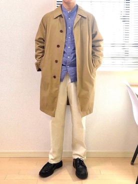 「Steven Alan（スティーブンアラン）のアイテム（ステンカラーコート）」を使った、Cn.T.さん（メンズ・170cm）の春コーディネート