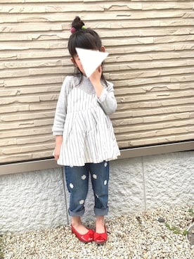 「petit main（プティマイン）のアイテム（その他トップス）」を使った、★yu--me★さん（キッズ・110cm）の春コーディネート