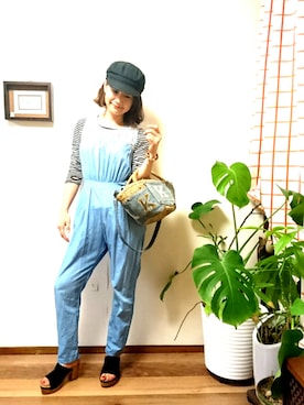 「OSMOSIS（オズモーシス）のアイテム（オールインワン・サロペット）」を使った、moaninさん（レディース・161cm）の夏コーディネート