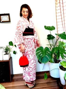 「JUNKO SHIMADA（ジュンコシマダ）のアイテム（水着/着物・浴衣）」を使った、moaninさん（レディース・161cm）の夏コーディネート