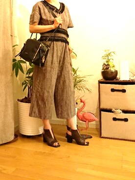 「OSMOSIS（オズモーシス）のアイテム（オールインワン・サロペット）」を使った、moaninさん（レディース・161cm）の夏コーディネート