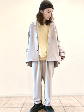 「JUNRED（ジュンレッド）のアイテム（ニットキャップ/ビーニー）」を使った、Denさん（メンズ・169cm）の春コーディネート