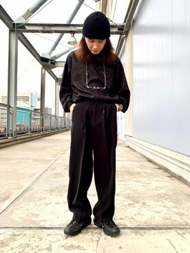 「JUNRED（ジュンレッド）のアイテム（ニットキャップ/ビーニー）」を使った、Denさん（メンズ・169cm）の春コーディネート