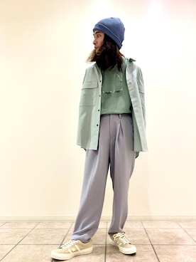 「JUNRED（ジュンレッド）のアイテム（帽子）」を使った、Denさん（メンズ・169cm）の春コーディネート