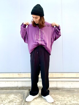 「JUNRED（ジュンレッド）のアイテム（帽子）」を使った、Denさん（メンズ・169cm）の春コーディネート