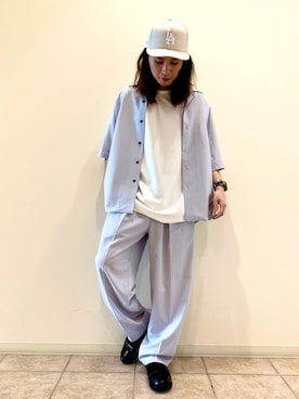「MANEBU（マネブ）のアイテム（ローファー）」を使った、Denさん（メンズ・169cm）の春コーディネート