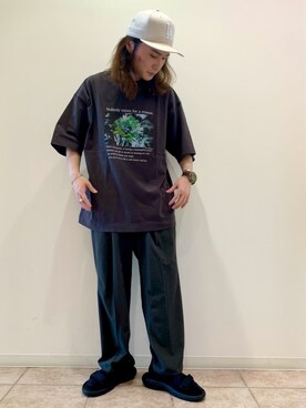 「JUNRED（ジュンレッド）のアイテム（サンダル）」を使った、Denさん（メンズ・169cm）の夏コーディネート