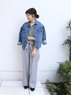 「coenスタッフスタイリング」｜「アイテム（デニムジャケット）」を使った、あらーきさん（レディース・163cm）の春コーディネート