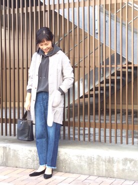 「coenスタッフスタイリング」｜「アイテム（その他アウター）」を使った、あらーきさん（レディース・163cm）の冬コーディネート