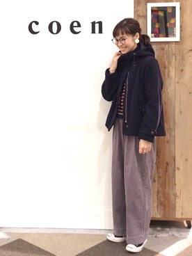 「coen（コーエン）のアイテム（その他アウター）」を使った、あらーきさん（レディース・163cm）の秋コーディネート